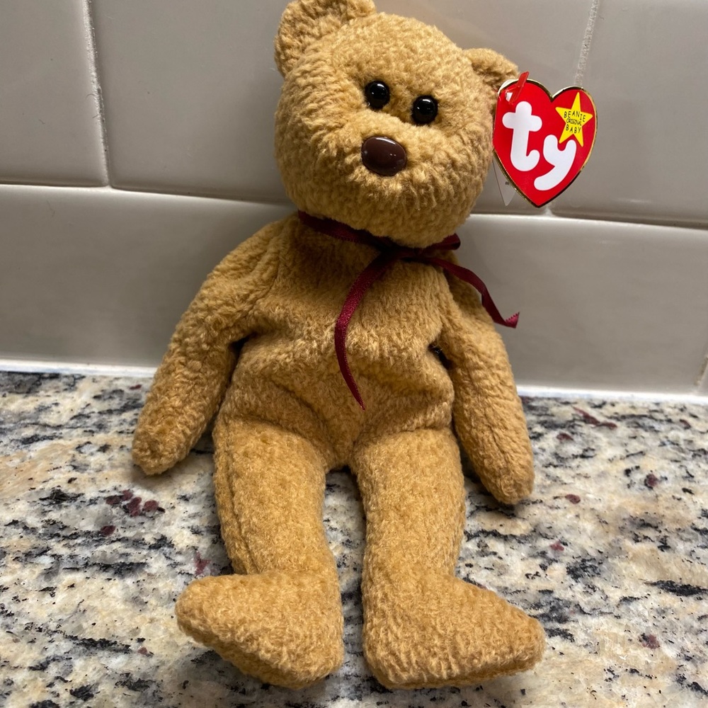 Beanie Baby - Brown Curly Bear WITH ERRORS Very Nice Looking!